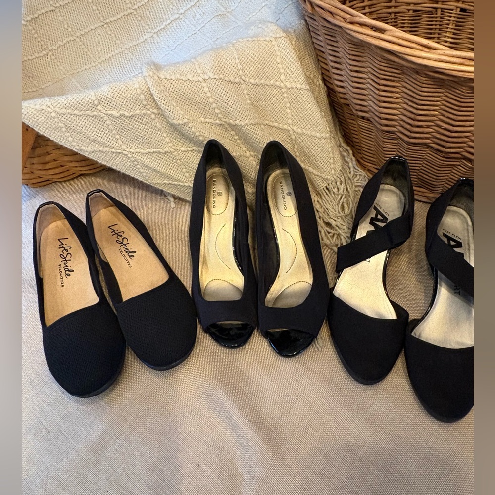 Bundle of black slip on shoes